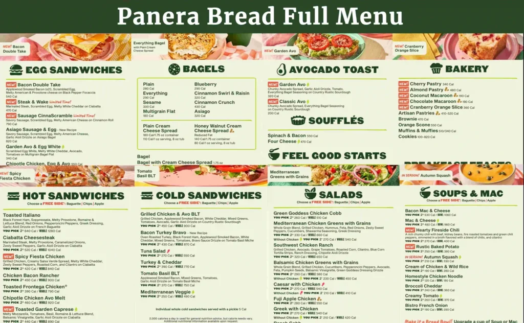 Panera Bread Menu With Price